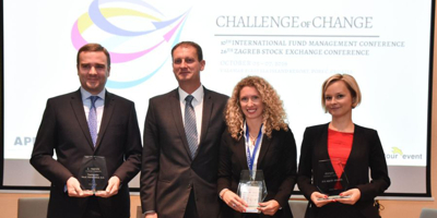 Orhideja Gjenero, Investor Relations Manager in Ericsson Nikola Tesla with other winners